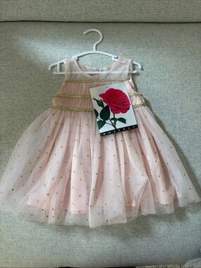 Girls' Pink and Gold Tulle Party Dress